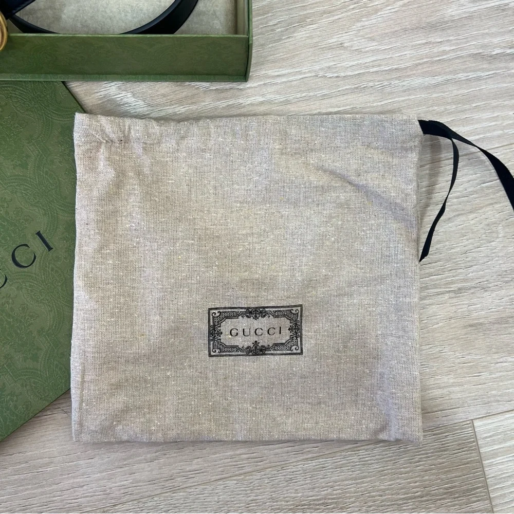 Gucci Authentic Black GG Marmont Thin Belt